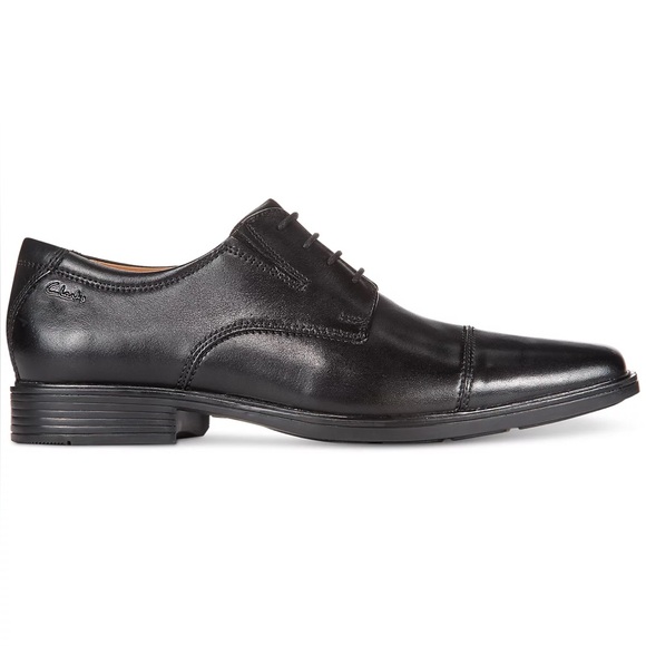 BRAND NEW - UNWORN - Clarks Men\'s Classic Black Leather Oxfords Tilden Cap main image 5